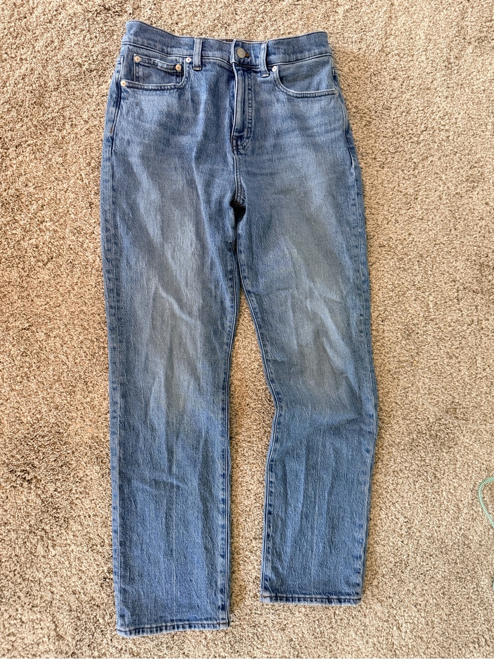GT-0106 Madewell ’90s Straight Jeans 28 High Rise Medium Wash Stretch Denim